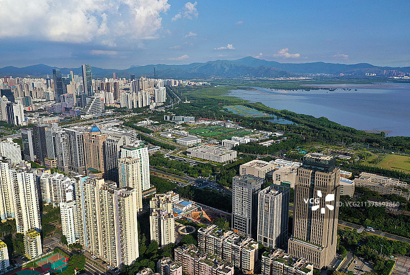 广东省深圳市福田区深圳国际园林花卉博览园航拍图片素材