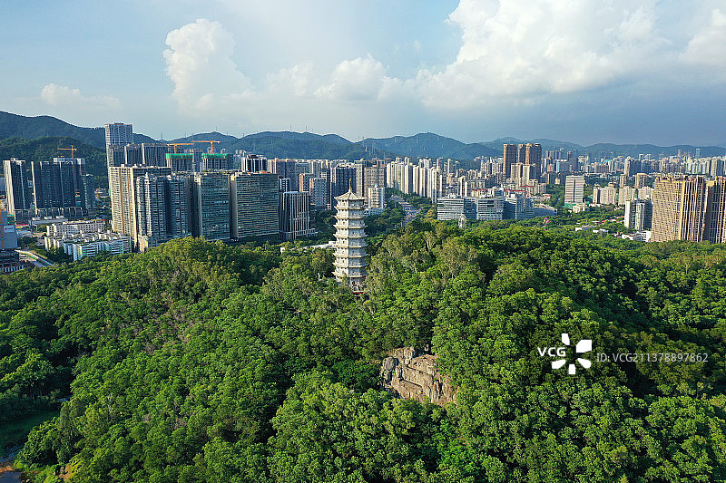 广东省深圳市福田区深圳国际园林花卉博览园航拍图片素材