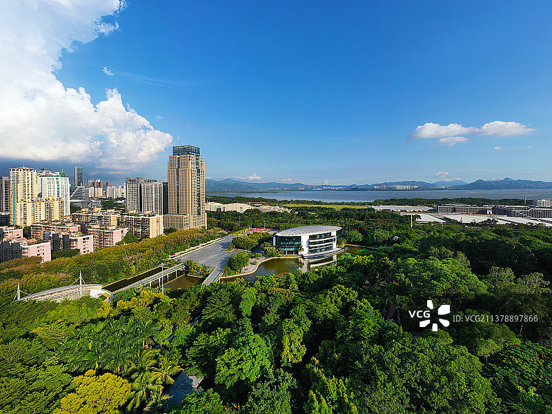 广东省深圳市福田区深圳国际园林花卉博览园航拍图片素材
