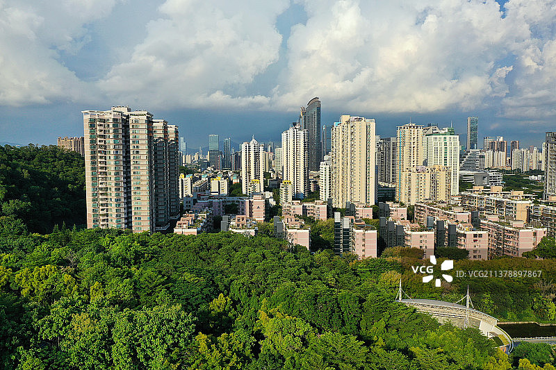 广东省深圳市福田区深圳国际园林花卉博览园航拍图片素材