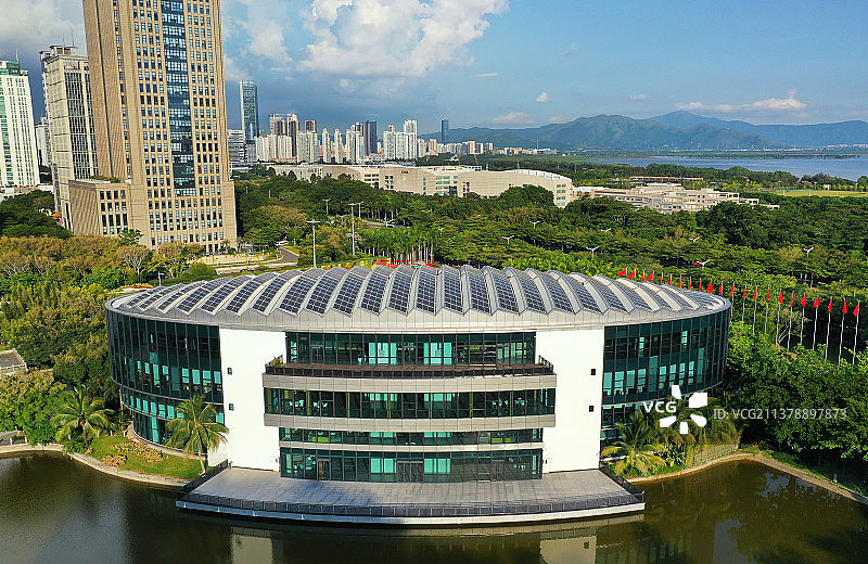 广东省深圳市福田区深圳国际园林花卉博览园航拍图片素材