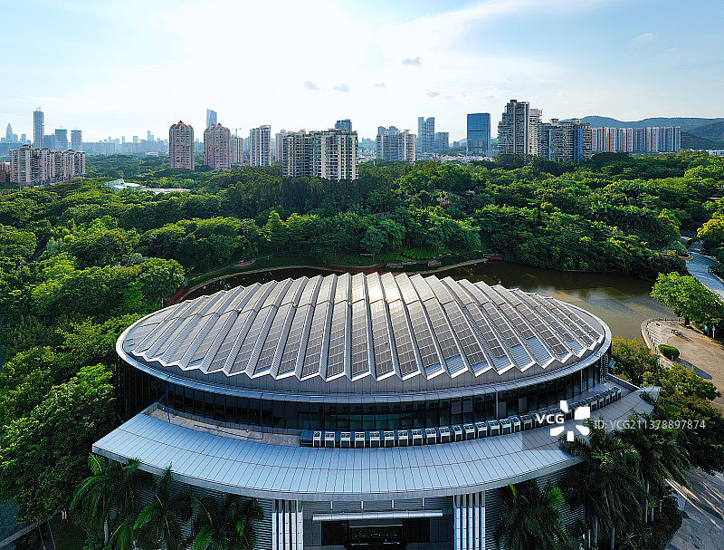 广东省深圳市福田区深圳国际园林花卉博览园航拍图片素材