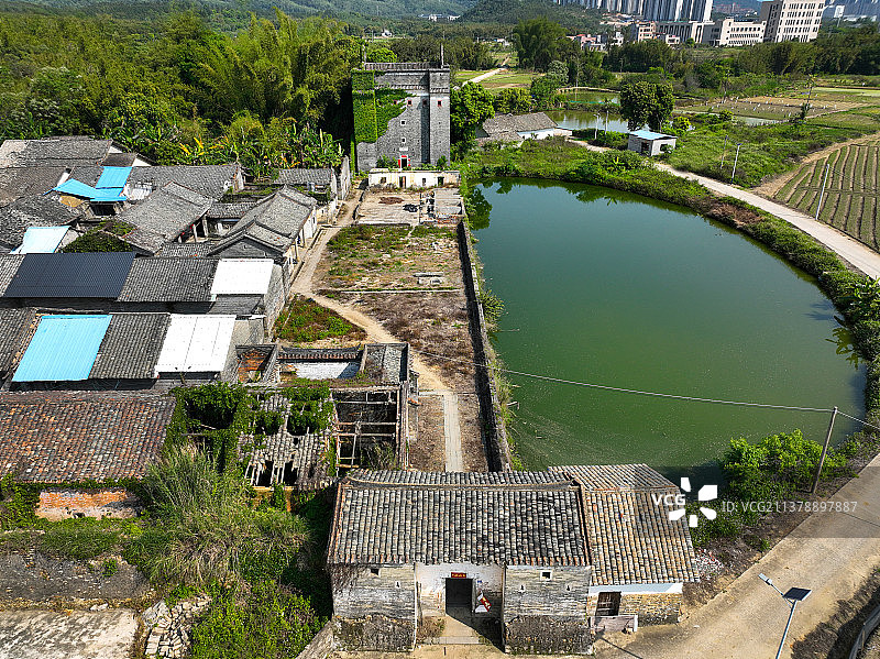 广东省惠州市龙门县花围焕文楼航拍图片素材