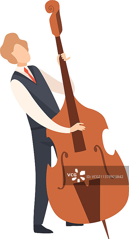 演奏低音提琴的爵士男音乐家图片素材
