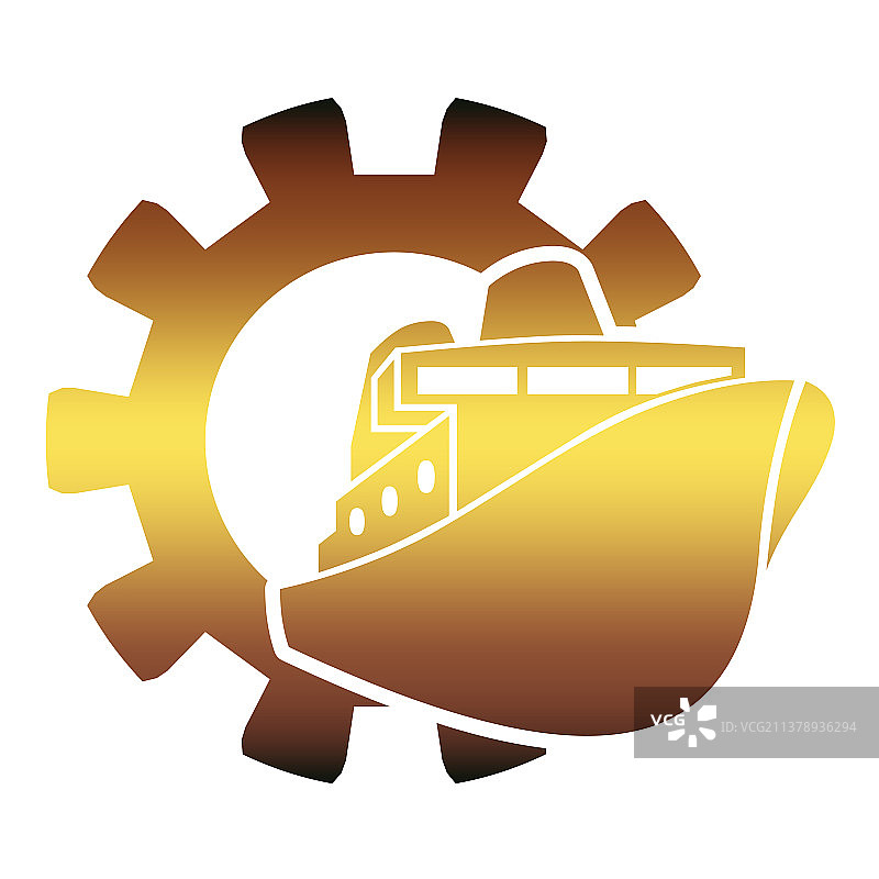 齿轮内的渡轮船图标图片素材