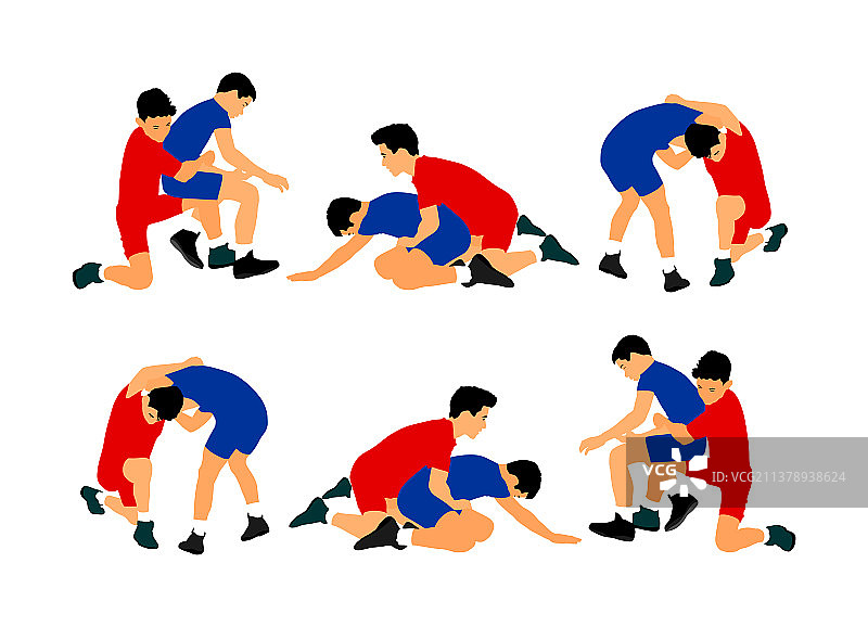摔跤运动：男孩摔跤和自卫图片素材