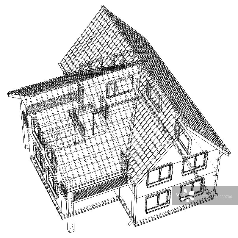白色背景上的房屋素描图片素材