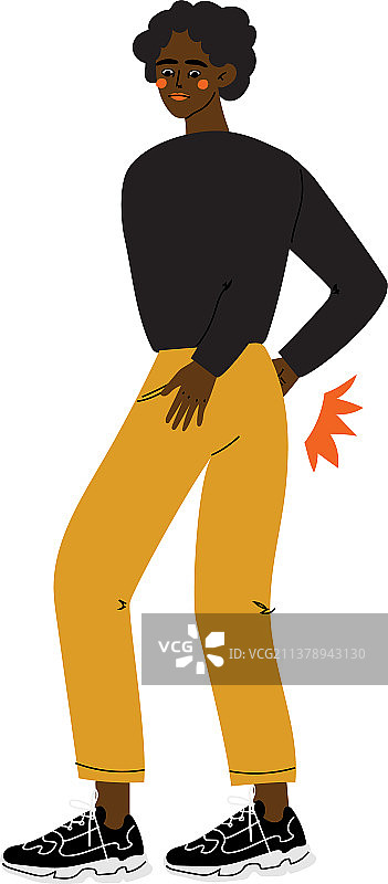 患有腰痛的年轻非裔美国人图片素材