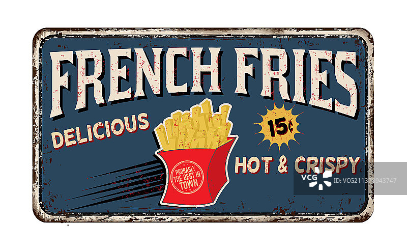 薯条复古生锈金属招牌图片素材