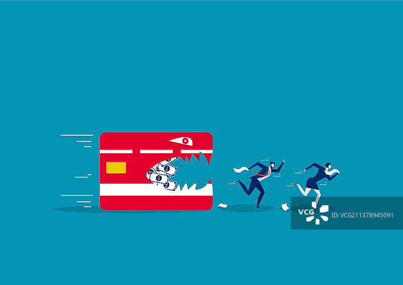两名商人逃离信用卡图片素材