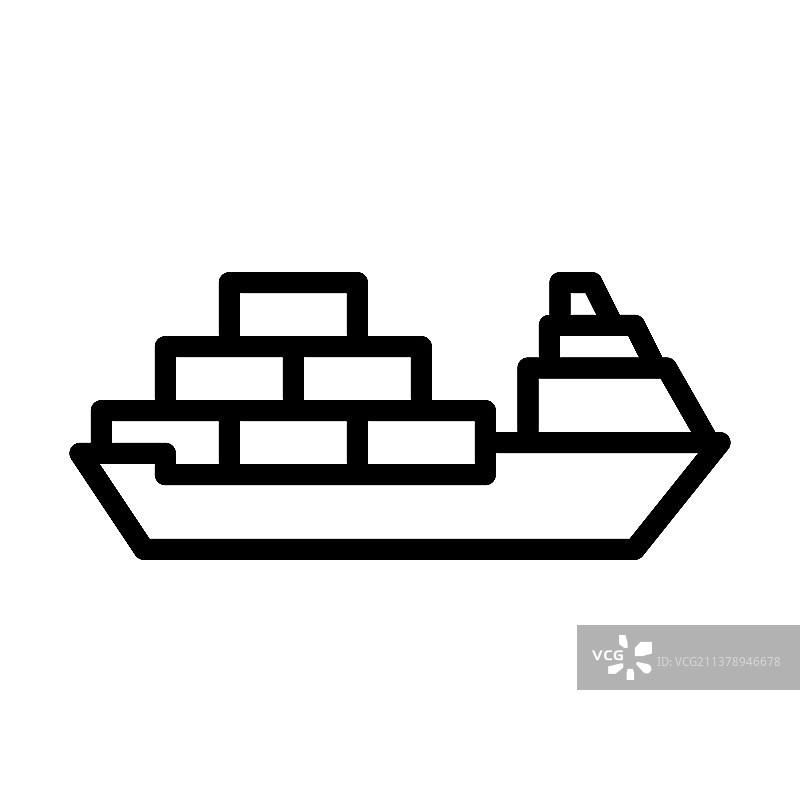 可编辑的货船水运线条风格图标图片素材
