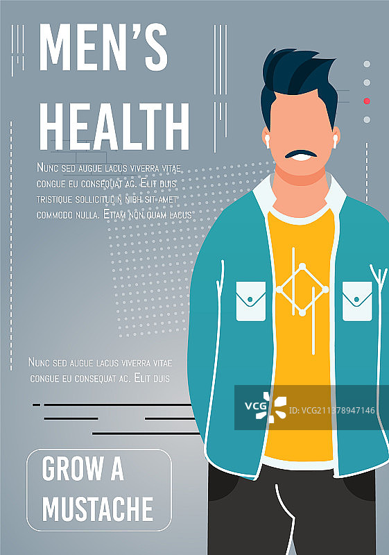 支持男性健康意识卡通扁平海报图片素材