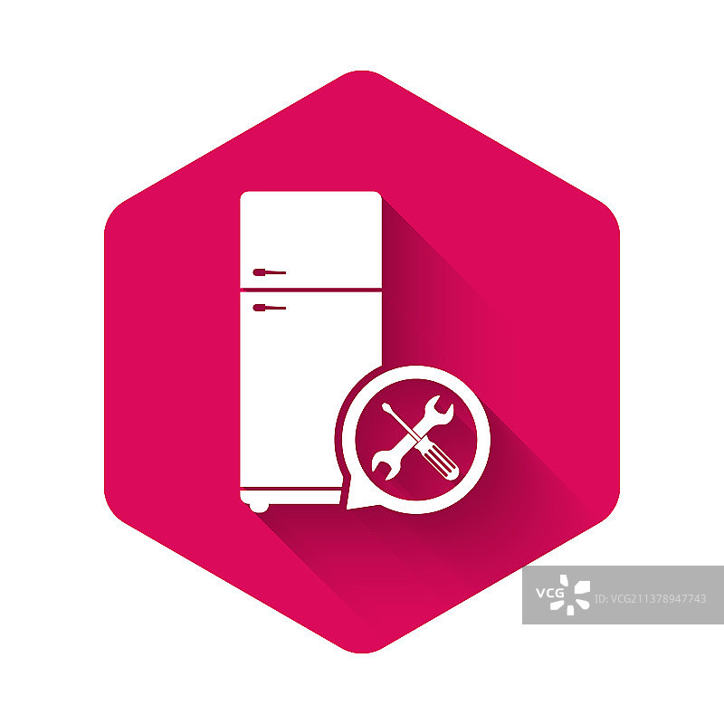 带有螺丝刀和扳手的白色冰箱图片素材