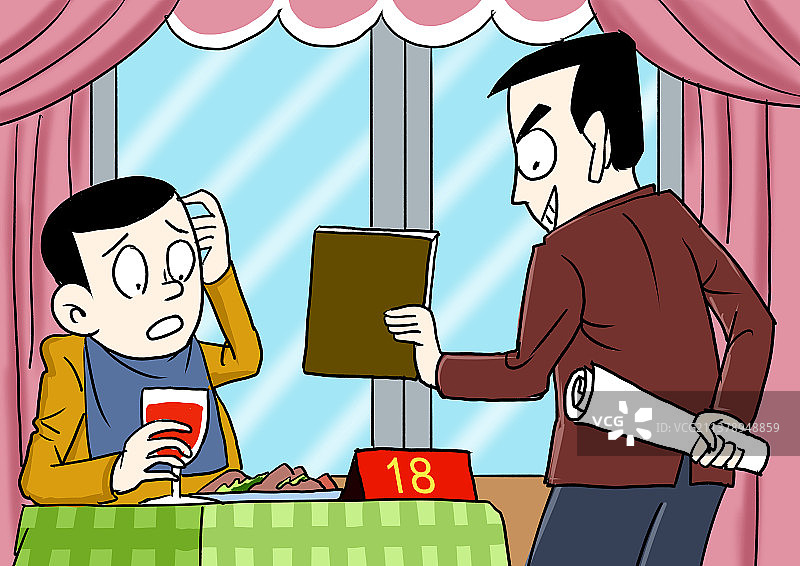 插画：餐厅点餐图片素材