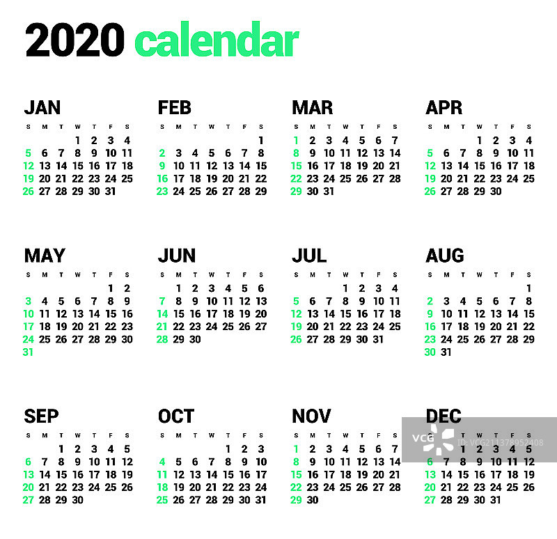 2020年简约风格日历图片素材