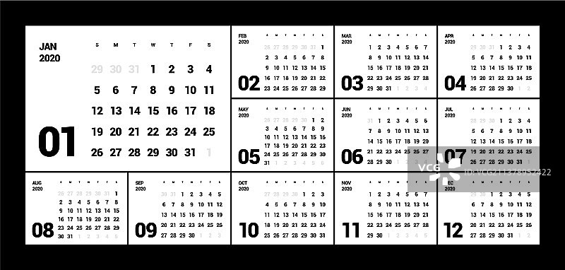 2020年简约风格日历图片素材