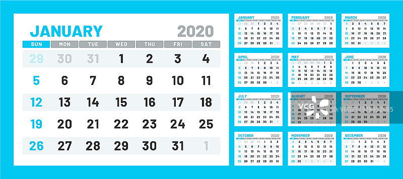 2020年简约风格日历图片素材