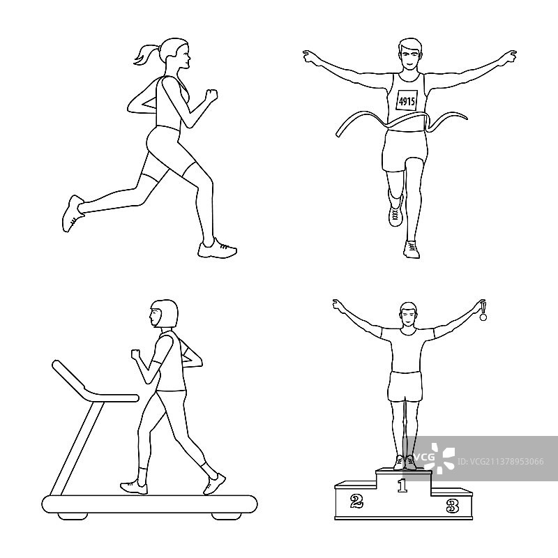 独立物体运动和短跑运动员符号图片素材