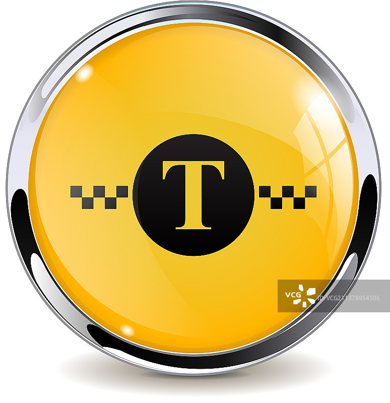 出租车标志黄黑3D按钮图片素材