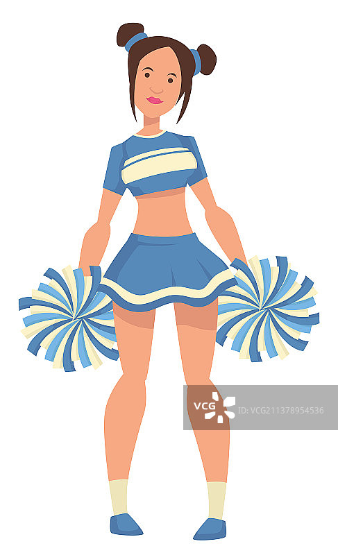 穿着制服，手持绒球的啦啦队女孩图片素材