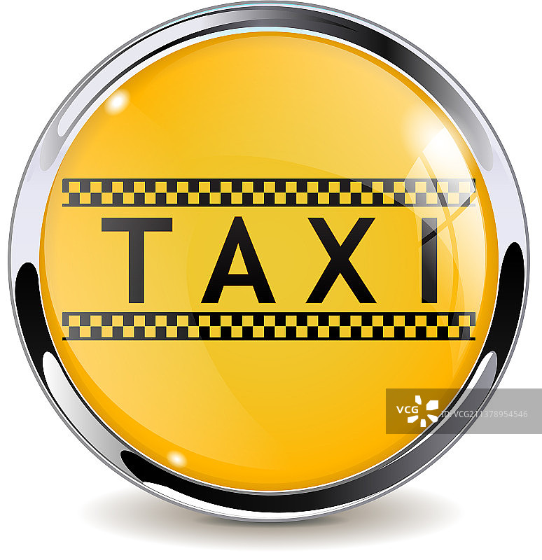 出租车标志黄黑3D按钮图片素材