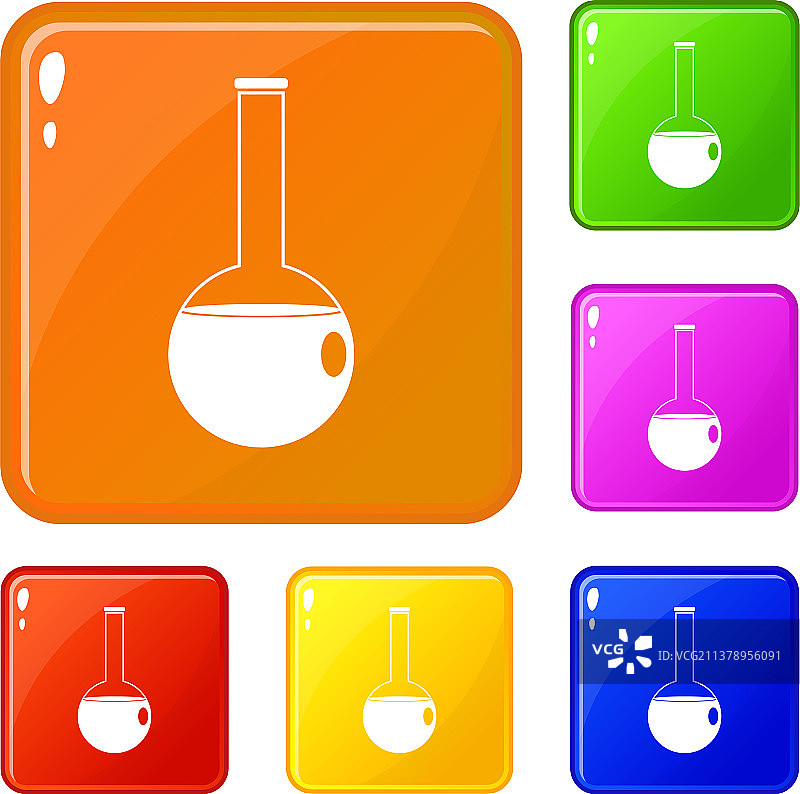彩色化学烧杯图标套装图片素材
