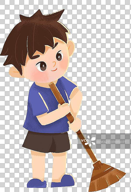 男孩扫地图片素材