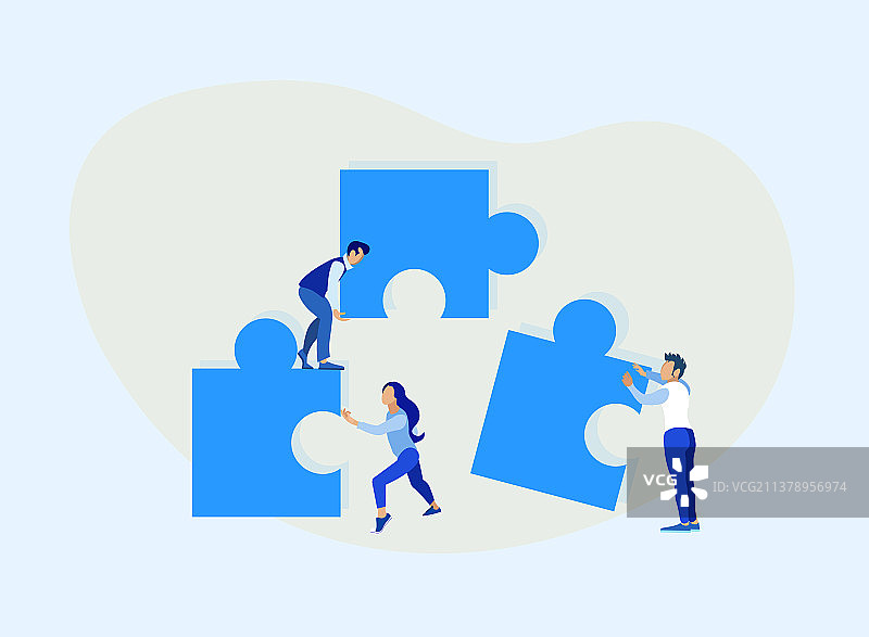 团队合作拼接拼图隐喻图片素材