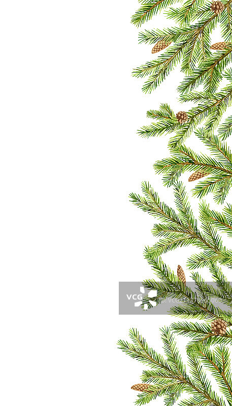 带冷杉的水彩圣诞节banner图片素材