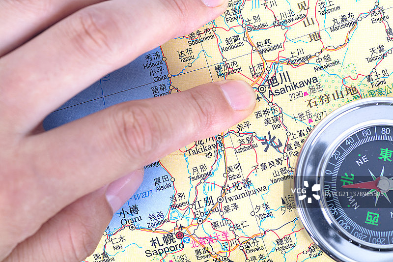 日本旭川地理位置图片素材