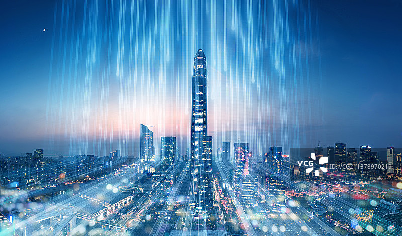 广东省深圳市福田区智慧城市科技概念图片素材