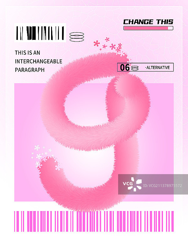 毛绒效果-字母G版式设计模板图片素材