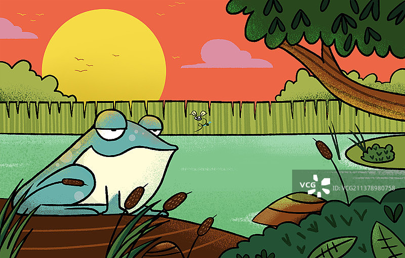 卡通青蛙和蚊子图片素材