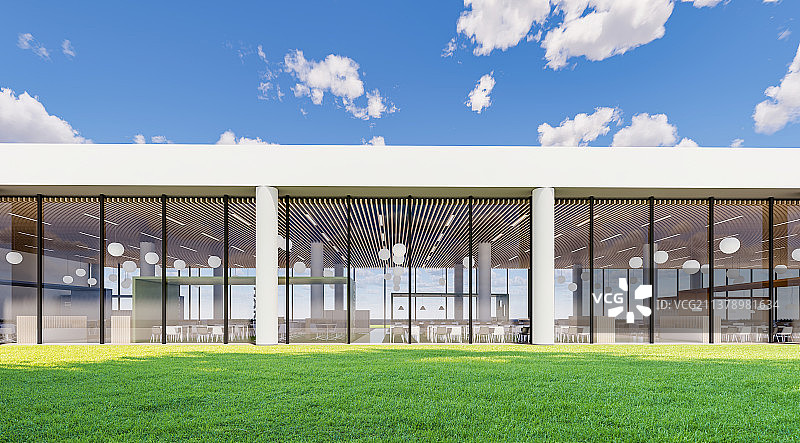 现代中学学校校园公共食堂外立面图片素材