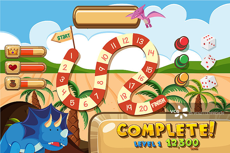 海滩恐龙游戏模板图片素材