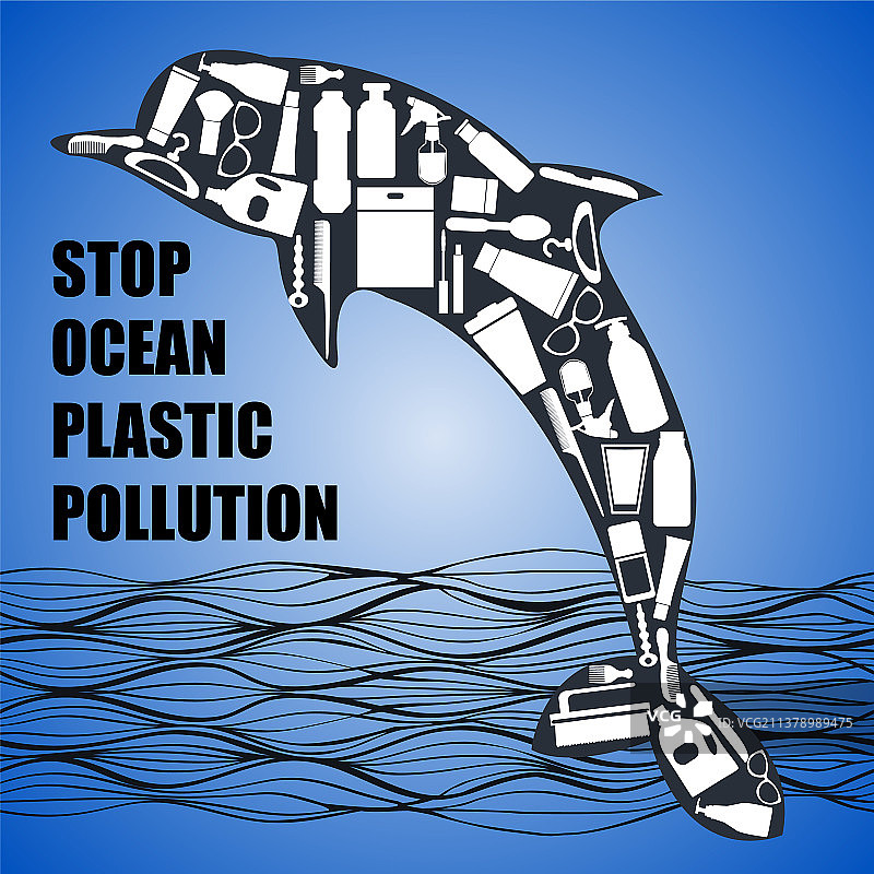 白色塑料垃圾袋组成的海豚图片素材