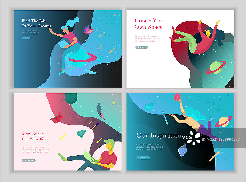 鼓舞人心的人物飞行落地页模板图片素材