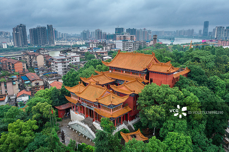俯瞰雁峰寺+湖南省衡阳市雁峰区回雁峰景区图片素材