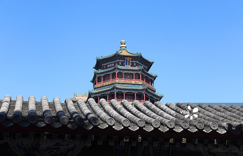 北京颐和园建筑佛香阁图片素材