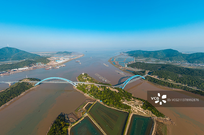 航拍宁波象山三门口跨海大桥风光图片素材