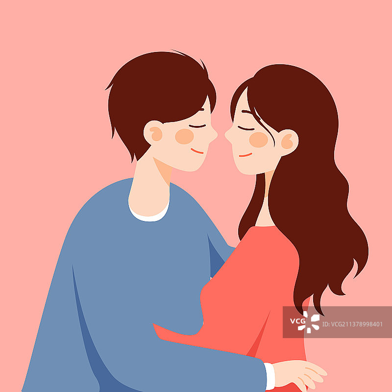 520情人节情侣亲吻插画恋人浪漫约会海报图片素材