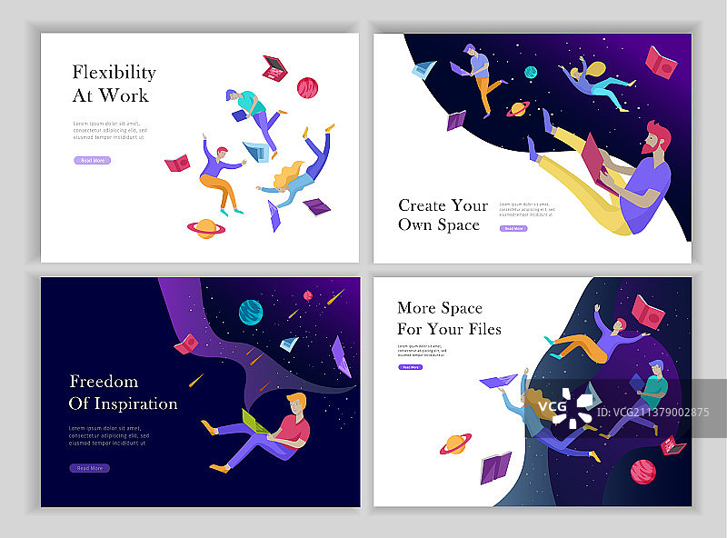 鼓舞人心的人物飞行落地页模板图片素材