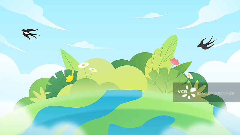 春天绿色地球旅行背景插画图片素材