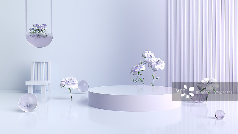 紫色唯美清新电商场景图片素材