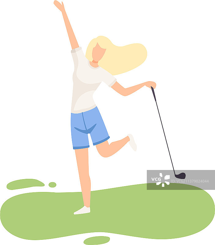 年轻快乐的女人打高尔夫球图片素材