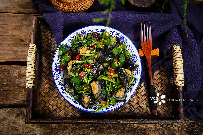 好吃的青椒皮蛋图片素材