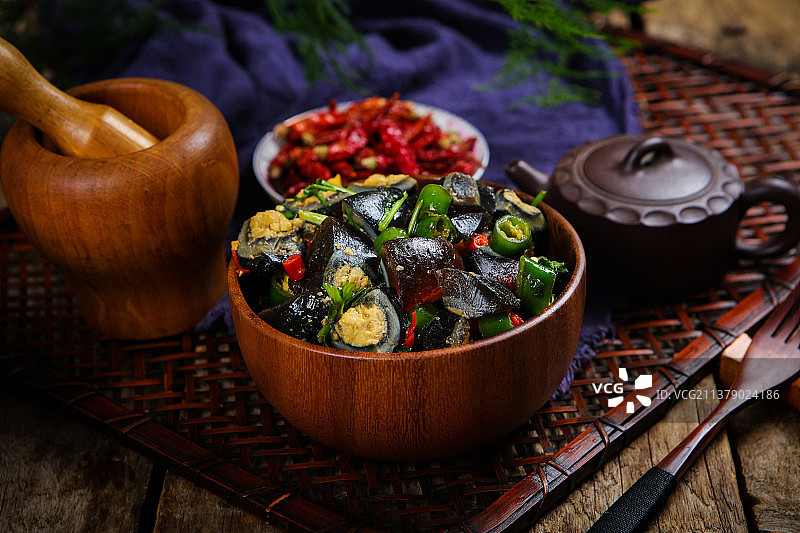 好吃的青椒皮蛋图片素材