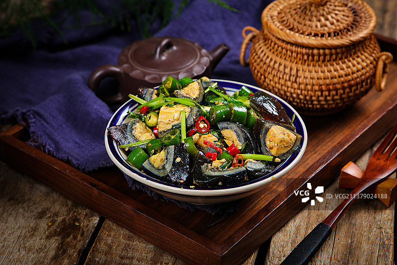 好吃的青椒皮蛋图片素材