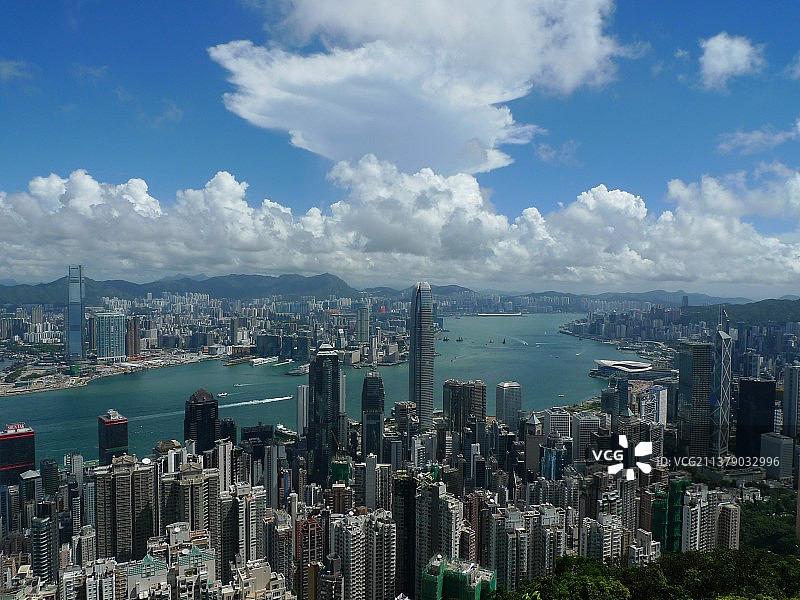 香港太平山顶眺望维港图片素材