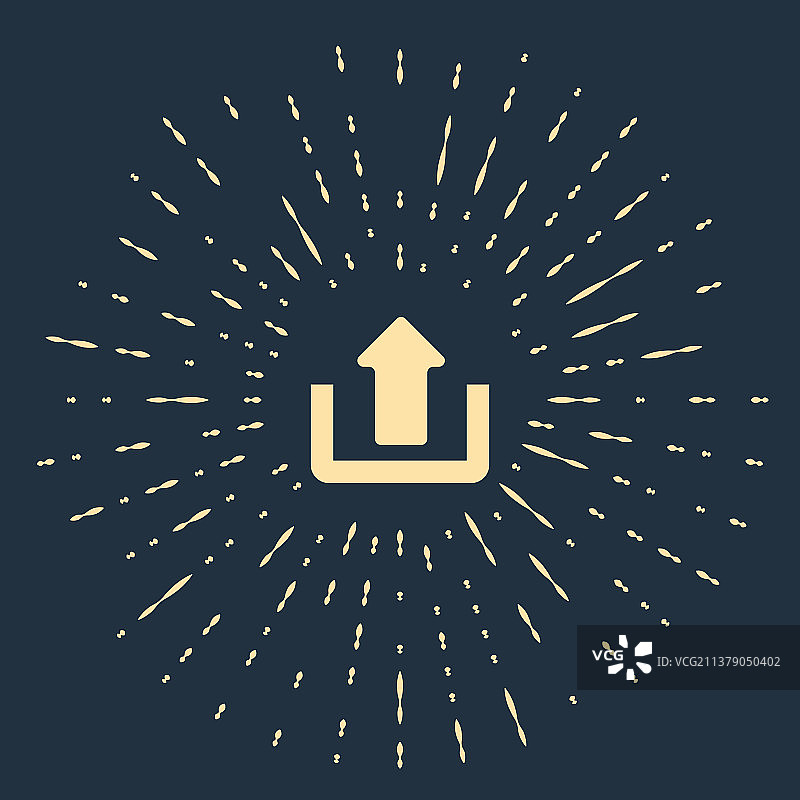 深蓝色背景上的米色上传图标图片素材